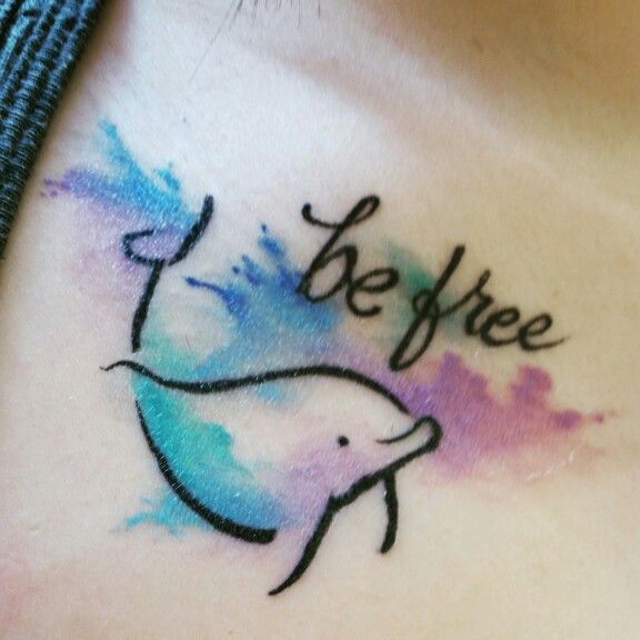 576x576 Dolphin Water Color ) Tattoos Water, Tattoo And - Dolphin Watercolor Tattoo