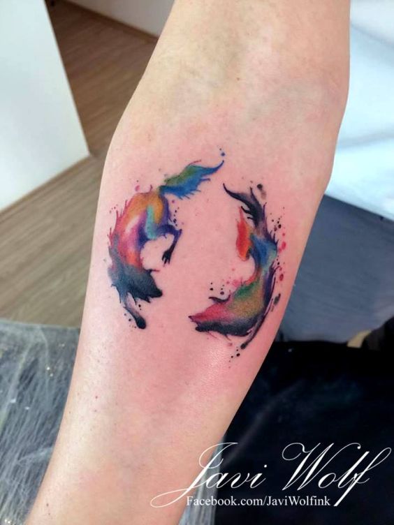 564x752 Wolf Tattoo - Dolphin Watercolor Tattoo