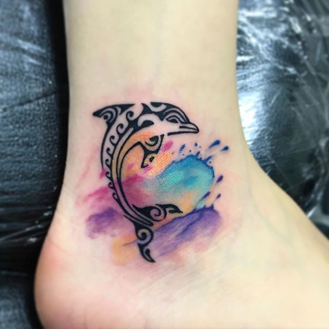 640x640 Dolphin Watercolor Tattoo - Dolphin Watercolor Tattoo