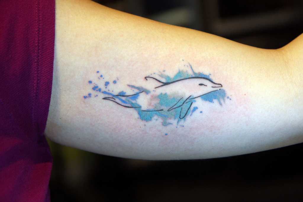 1024x683 Watercolor Dolphin Tattoo Deanna Wardin - Dolphin Watercolor Tattoo