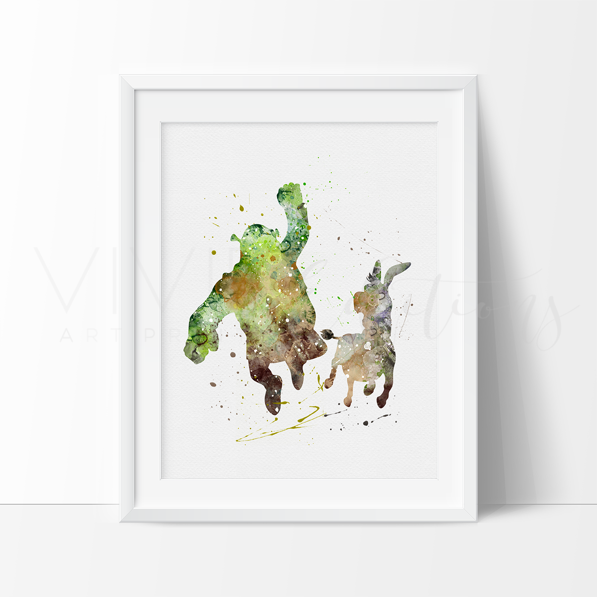 1200x1200 Shrek Amp Donkey Watercolor Art Print - Donkey Watercolor