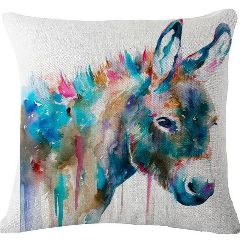 800x800 Wl Candy L Animal Cushion Cover Watercolor Donkey Hummingbird - Donkey Watercolor