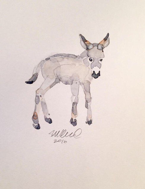 489x640 Vonklinkart On Twitter Contemporary Donkey Watercolor Painting - Donkey Watercolor