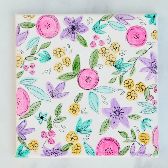 550x550 Floral Doodle Watercolor Canvas Craftgawker - Doodle Watercolor