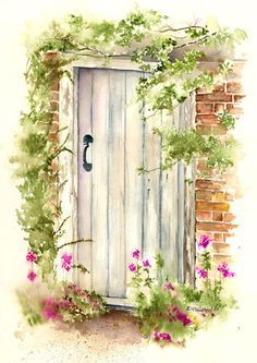 236x333 Image Result For Pen And Ink Watercolor Cottage Door Doorways - Door Watercolor