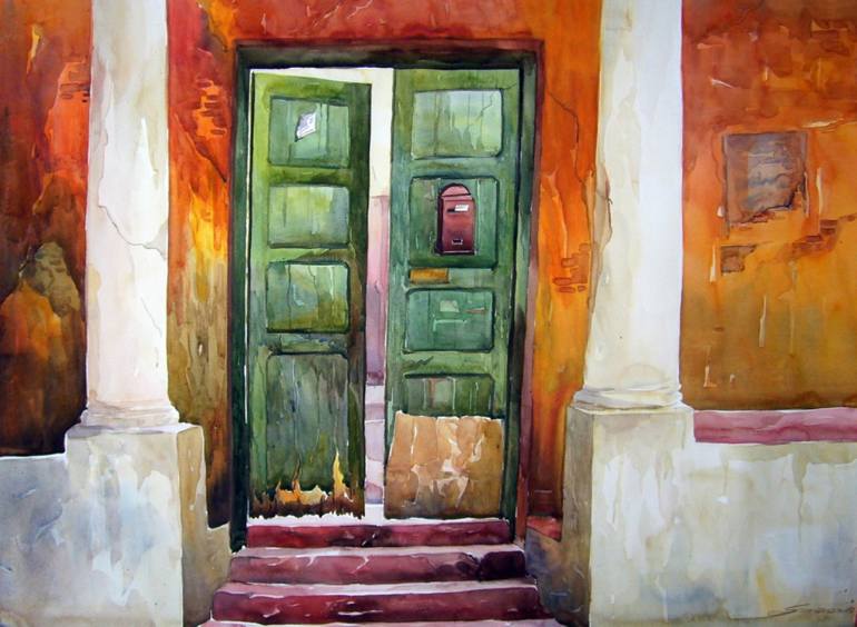 770x564 Old House Door - Door Watercolor
