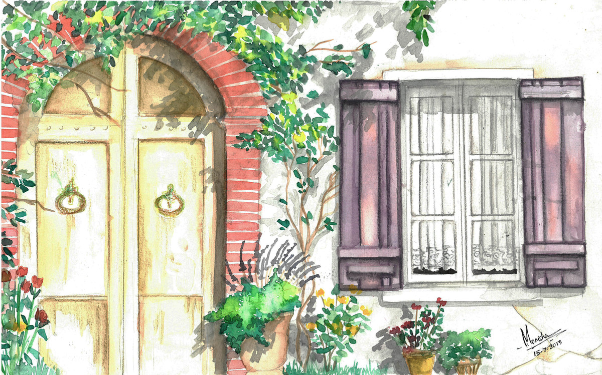 1200x749 The Door By Artist Monisha Stephena Impressionism, Painting - Door Watercolor