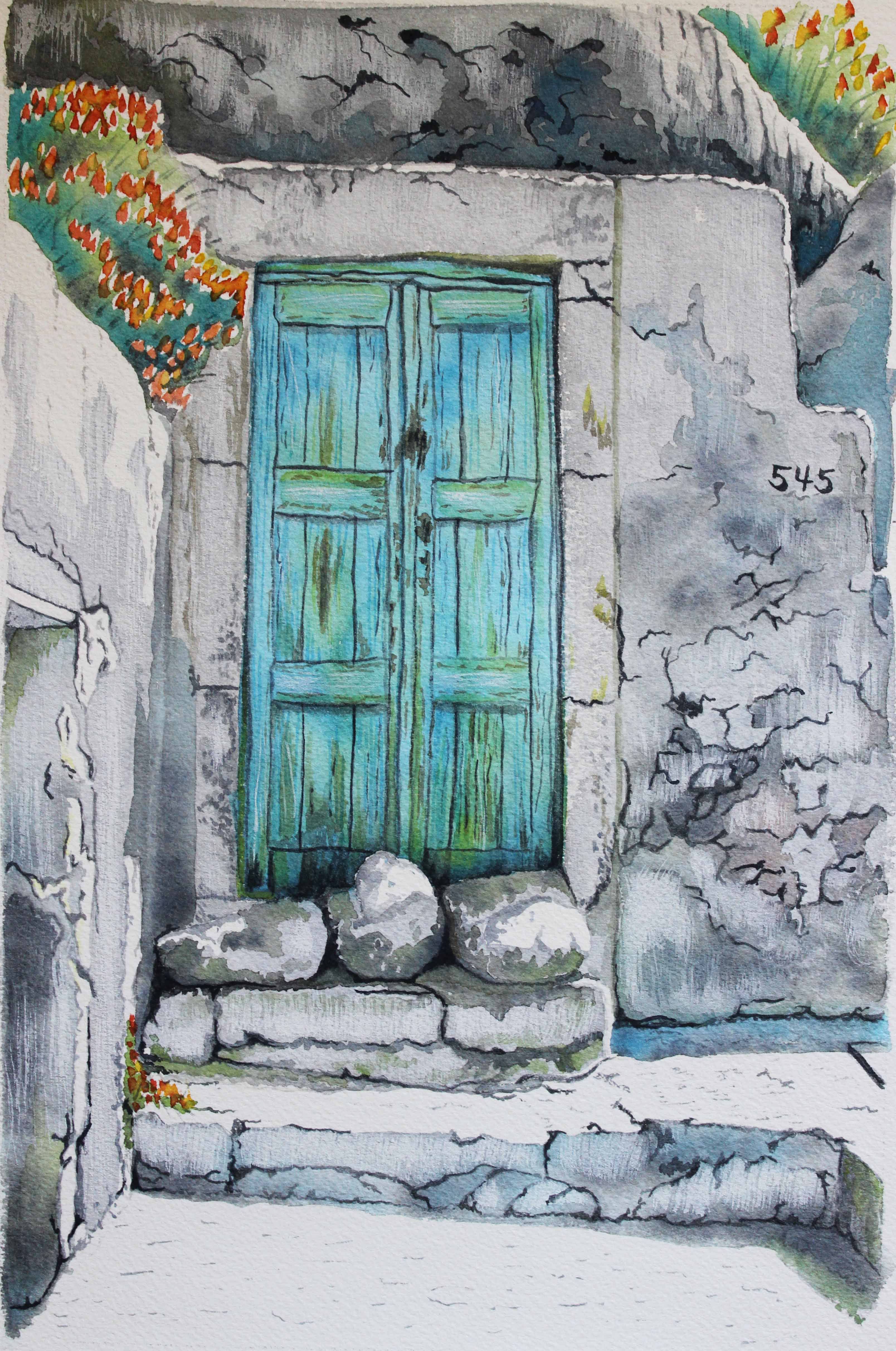 3216x4848 Watercolor Architecture Art By Anna - Door Watercolor