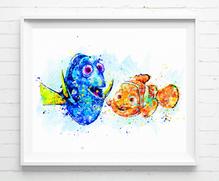 219x181 Disney Finding Dory And Nemo Art Print Poster Watercolor Painting - Dory Watercolor