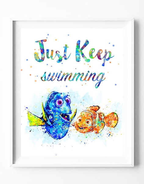 472x600 Wish Finding Nemo Dory Quote Watercolor Painting Canvas Art - Dory Watercolor