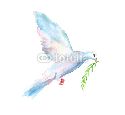 400x366 Watercolor Hand Drawn Sketch Illustration Of White Dove Of The - Dove Watercolor