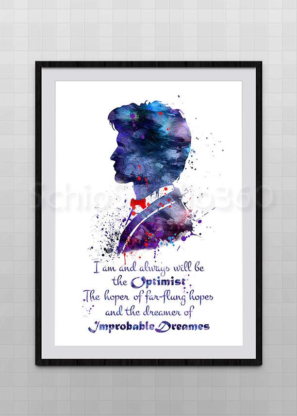 612x857 Doctor Who Matt Smith Watercolor Print - Dr Who Watercolor