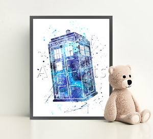 300x273 Dr Who Tardis Print Poster Watercolor Framed Canvas Wall Art - Dr Who Watercolor