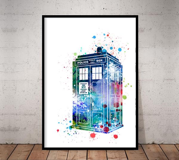600x537 Tardis, Dr Who - Dr Who Watercolor