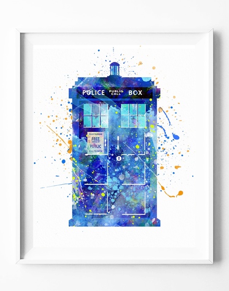 472x600 Wish Tardis Doctor Who Watercolor Poster Print Home Decor Wall - Dr Who Watercolor