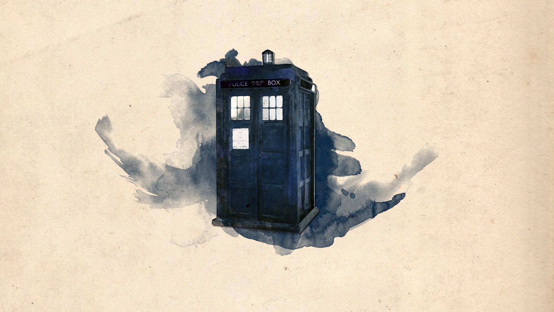 1920x1080 Tardis Artwork Doctor Who Watercolor Simple Background Hd - Dr Who Watercolor