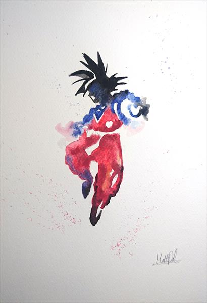410x600 Goku Dragon Ball Z Watercolour Painting A4 By Matt Dale - Dragon Ball Z Watercolor