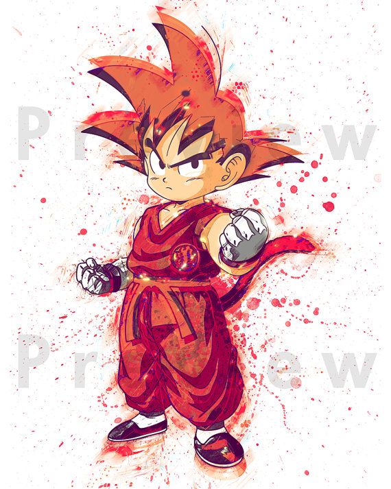 570x713 Watercolor Painting Dragon Ball Z Kid Goku. By Rightclicksaveas - Dragon Ball Z Watercolor