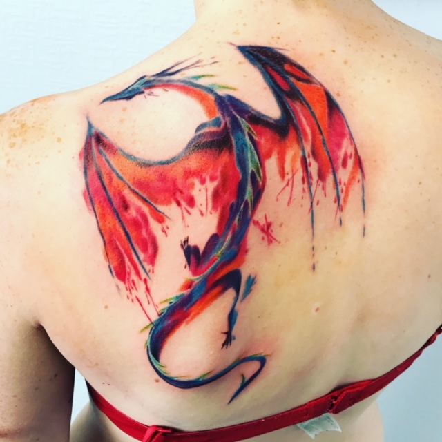 640x640 Watercolour Dragon Tattoo Secret Ink Tattoo - Dragon Tattoo Watercolor