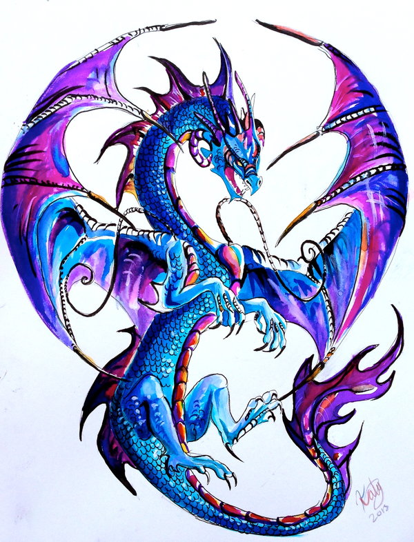600x786 Western Dragon Tattoo By Lucky978 - Dragon Tattoo Watercolor