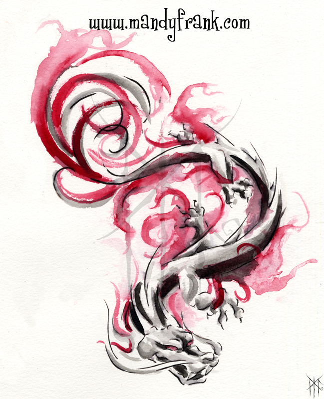 649x800 Chinese Watercolor Dragon Tattoo Design By Milui - Dragon Tattoo Watercolor