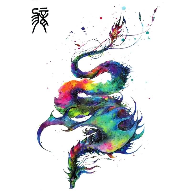 800x800 Attractive Watercolor Dragon Tattoo Design Tattoo - Dragon Tattoo Watercolor
