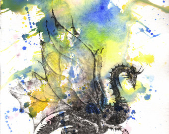 340x270 Dragon Painting Etsy - Dragon Watercolor Paintings