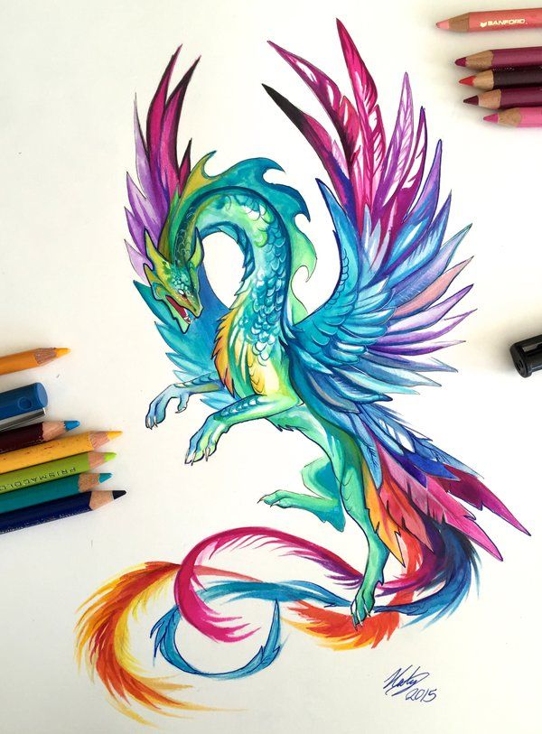 600x813 Fantasy Watercolor Paintings And Colored Pencils Drawings In 2018 - Dragon Watercolor Paintings