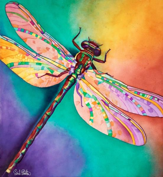 552x600 Illusion Signed Print From Original Watercolor Dragonfly Painting - Dragonfly Paintings Watercolor