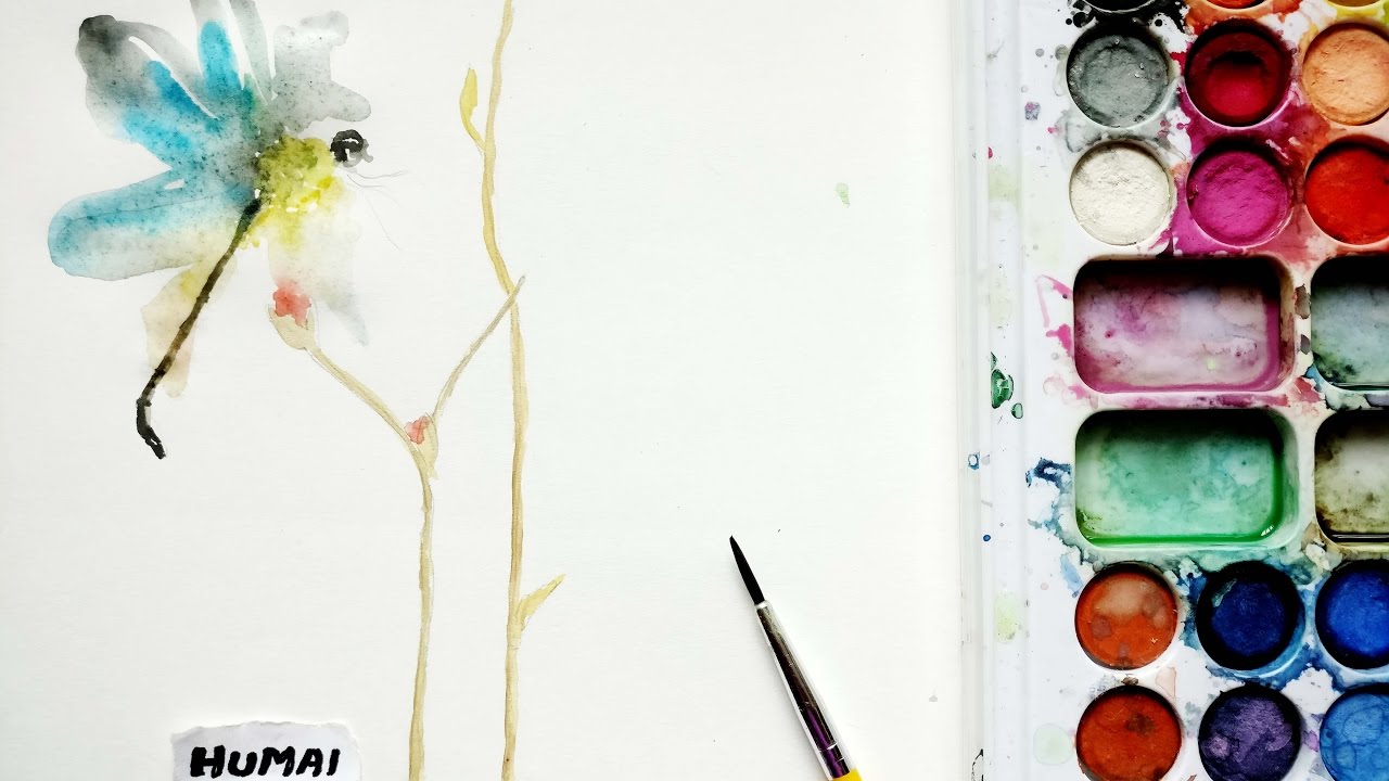 1280x720 Abstract Dragonfly, Easy Watercolour Painting - Dragonfly Paintings Watercolor