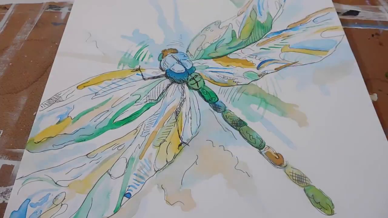 1280x720 Dragonfly - Dragonfly Paintings Watercolor