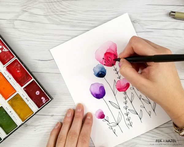 600x480 Easy Watercolor Flowers Step By Step Tutorial Dawn Nicole - Drawing And Watercolor