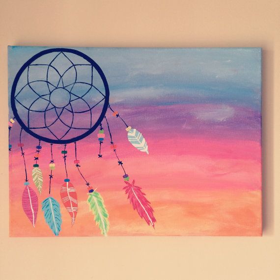 570x570 Gradient Dreamcatcher Canvas Art Home Decor By Accioartdesigns - Dreamcatcher Watercolor Painting