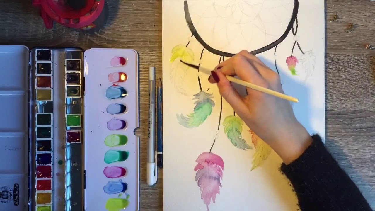 1280x720 How To Draw A Dreamcatcher - Dreamcatcher Watercolor Painting