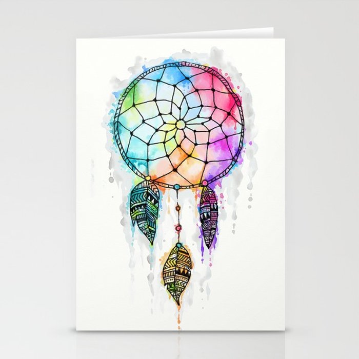 700x700 Watercolor Dreamcatcher Painting Stationery Cards By Madotta - Dreamcatcher Watercolor Painting