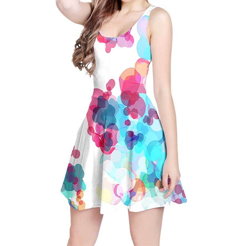 800x800 Watercolor Print Dress In Pink, Blue And White - Dress Watercolor