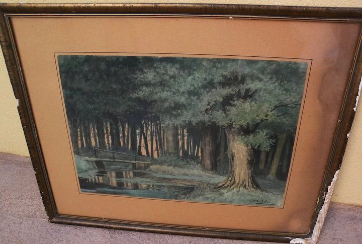 720x485 Circa 1890 Dutch Watercolor Of A Forest Interior Signed Arthur - Dutch Watercolor