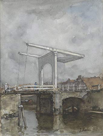 341x450 A Drawbridge By Jacob Maris 1875 Dutch Watercolor - Dutch Watercolor