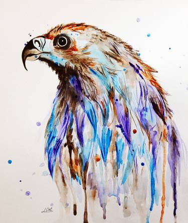 375x445 Eagle, Watercolor Art Painting By Luba Ostroushko Saatchi Art - Eagle Watercolor