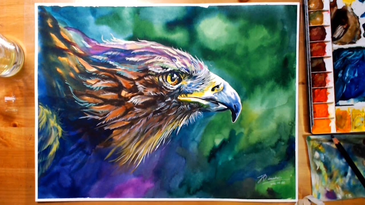 1280x720 How To Draw Colorful Eagle - Eagle Watercolor