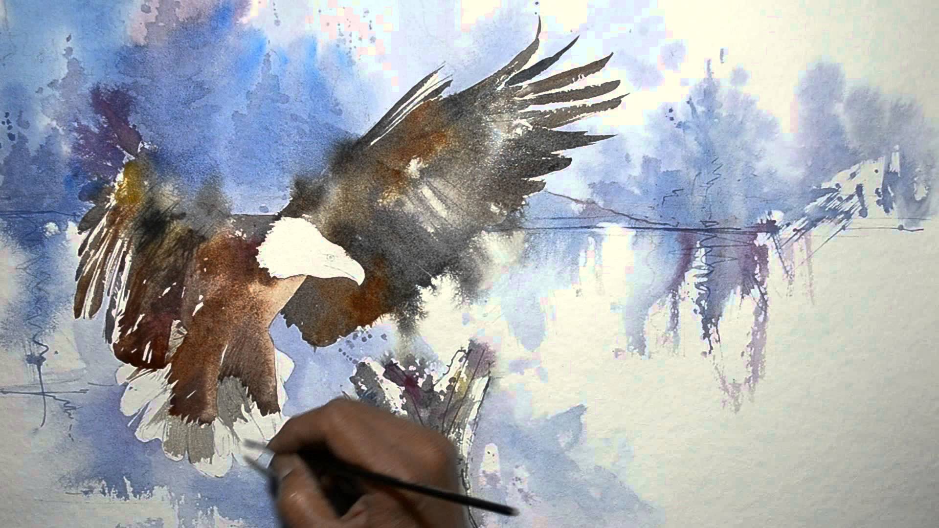 1920x1080 Speed Painting - Eagle Watercolor