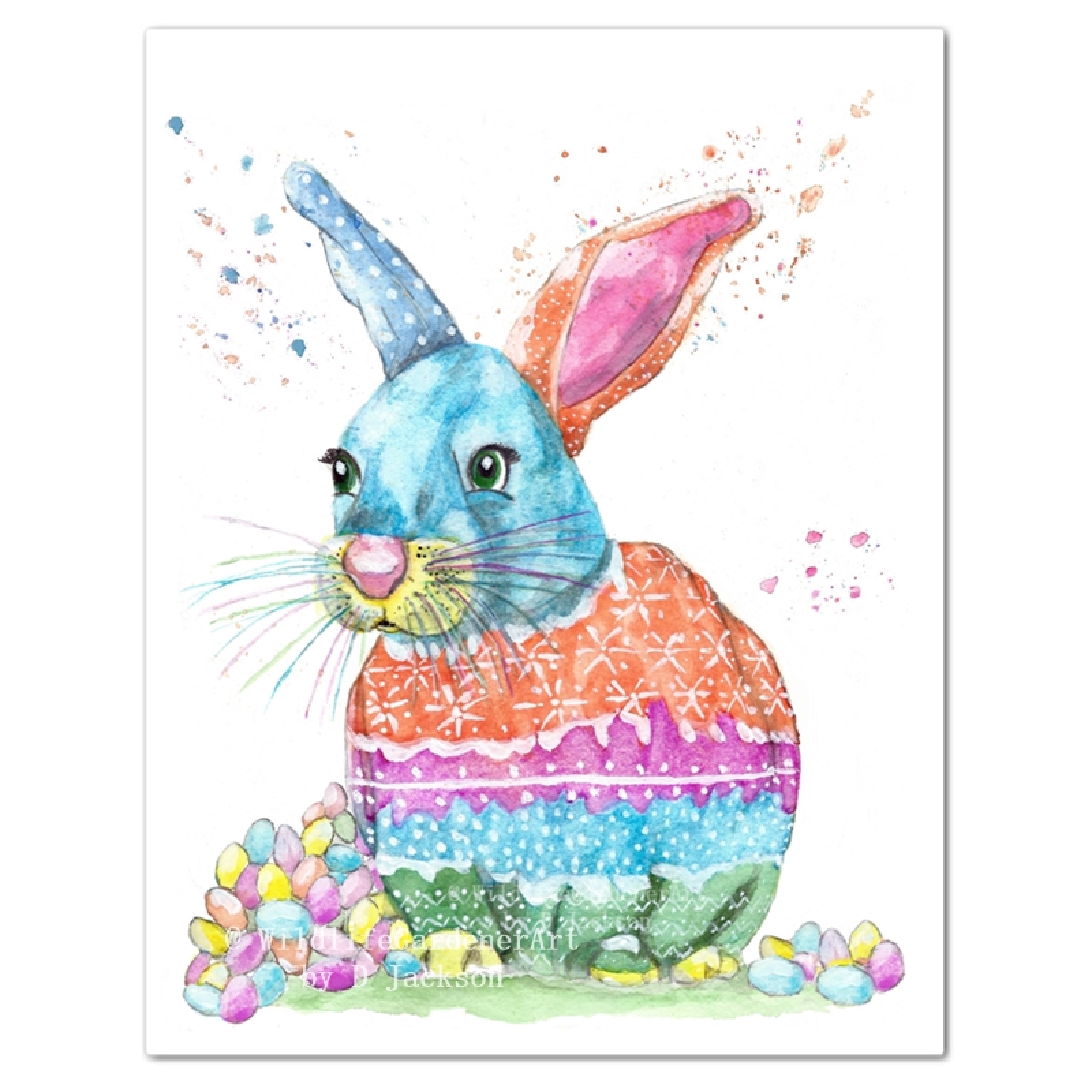 1600x1600 Easter Bunny Watercolor Art Print Wildlife Gardener Art - Easter Bunny Watercolor