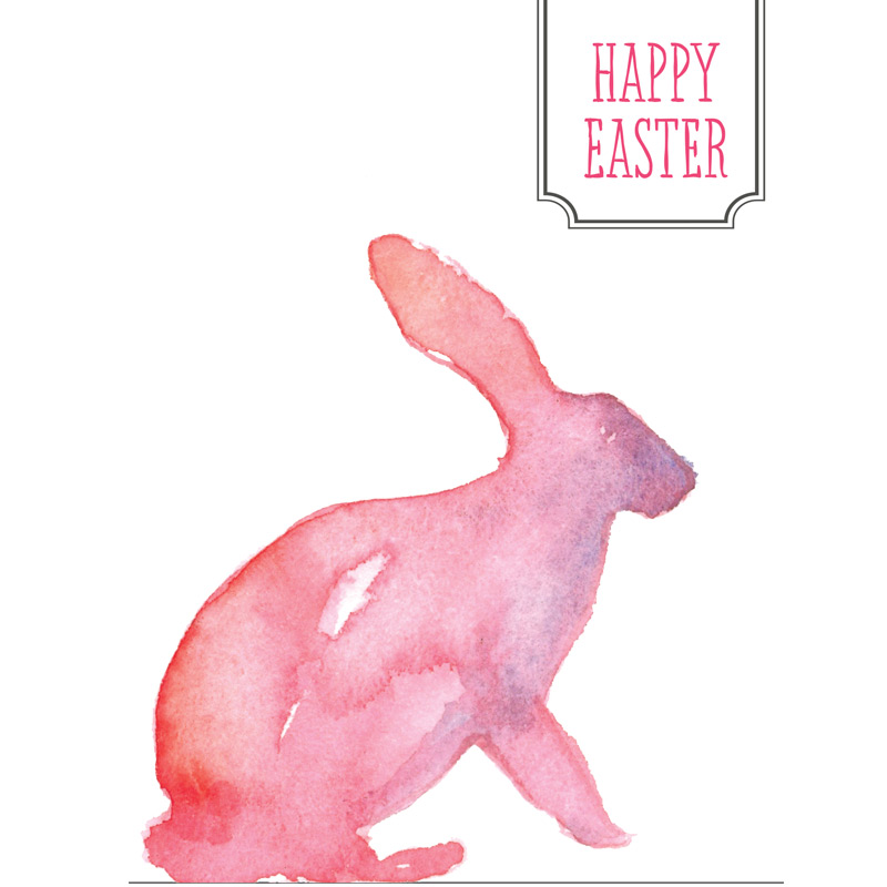 800x800 Easter Printable Bunny Card With Balloon - Easter Bunny Watercolor