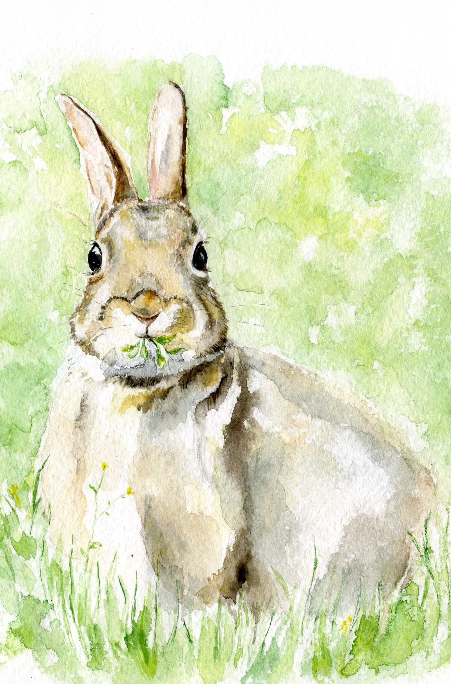 1461x2216 Easter Bunny Watercolor, Woodland Nursery, Hare Painting, Rabbit - Easter Bunny Watercolor