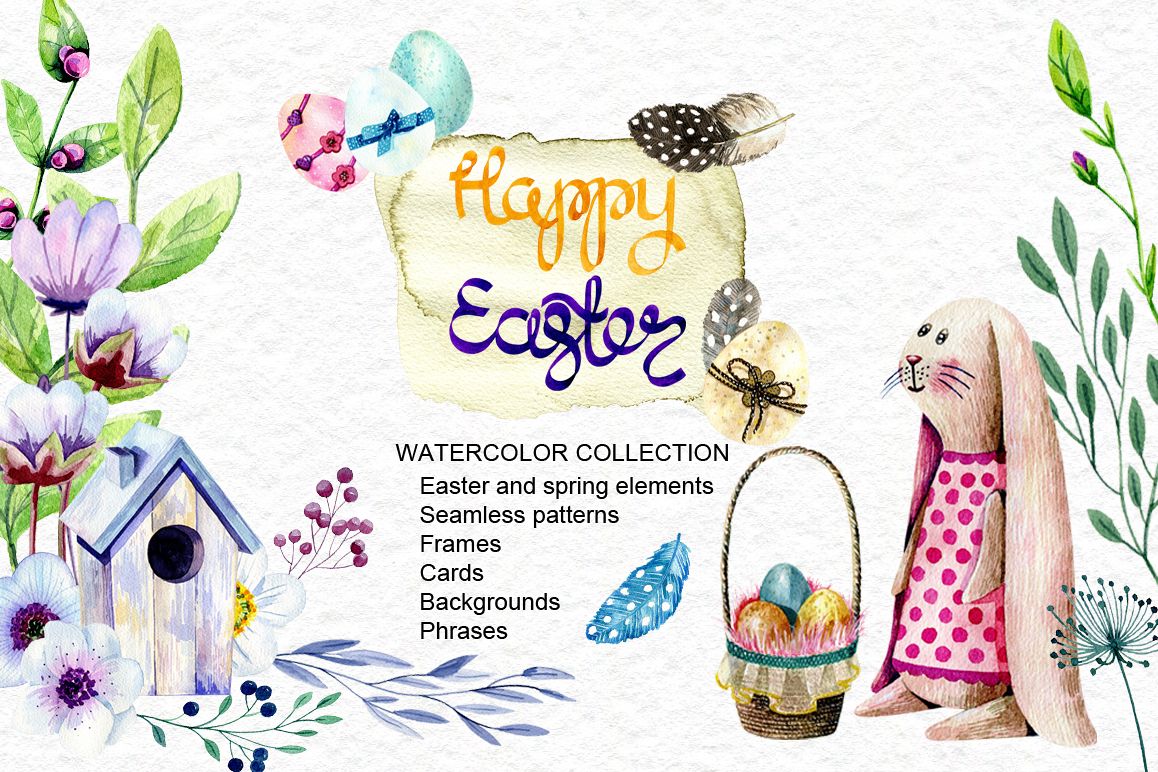 1158x772 Happy Easter. Watercolor Collection - Easter Watercolor