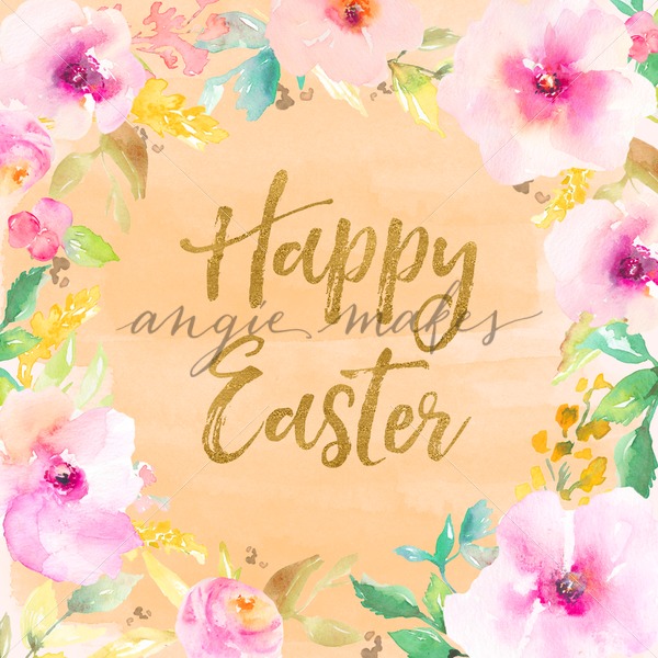 600x600 Printable Happy Easter Flower Background With Pretty Watercolor - Easter Watercolor