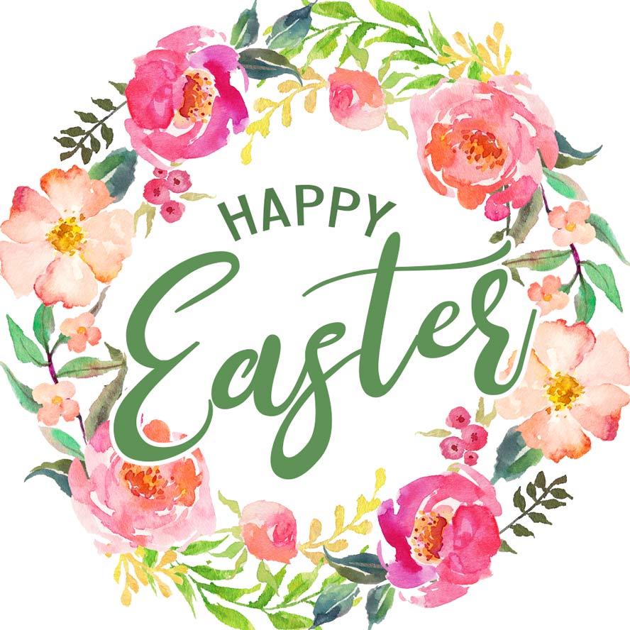 888x888 Watercolor Flowers Happy Easter Card Free Download. Card - Easter Watercolor