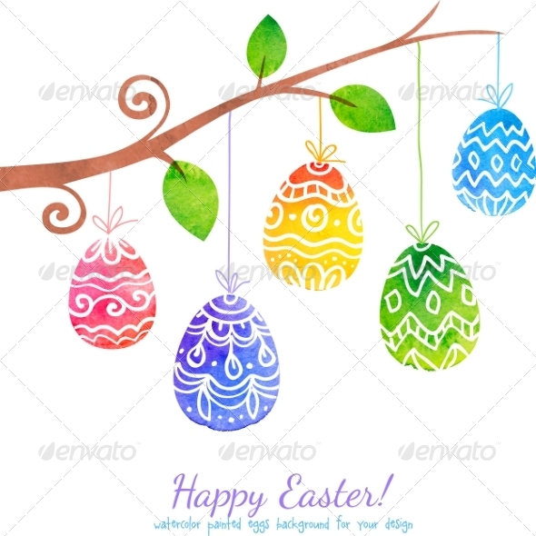 590x590 Watercolor Painted Brunch With Easter Eggs By Art Of Sun - Easter Watercolor