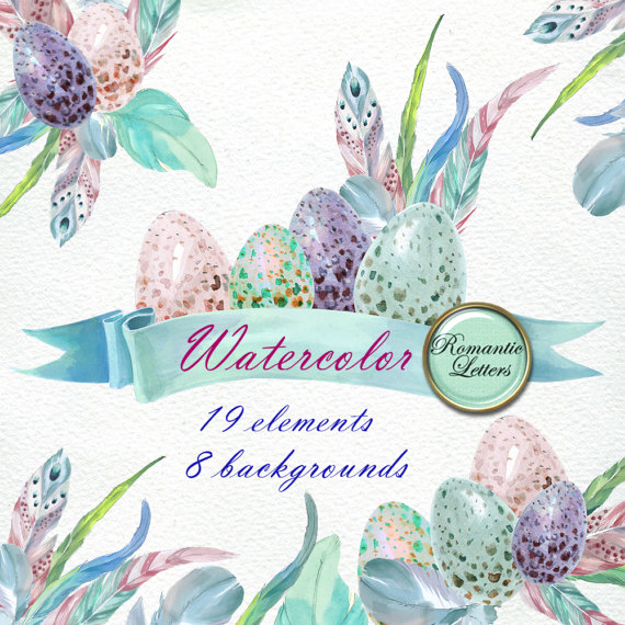 570x570 Easter Watercolor Clip Art Egg Digital Easter Clipart - Easter Watercolor