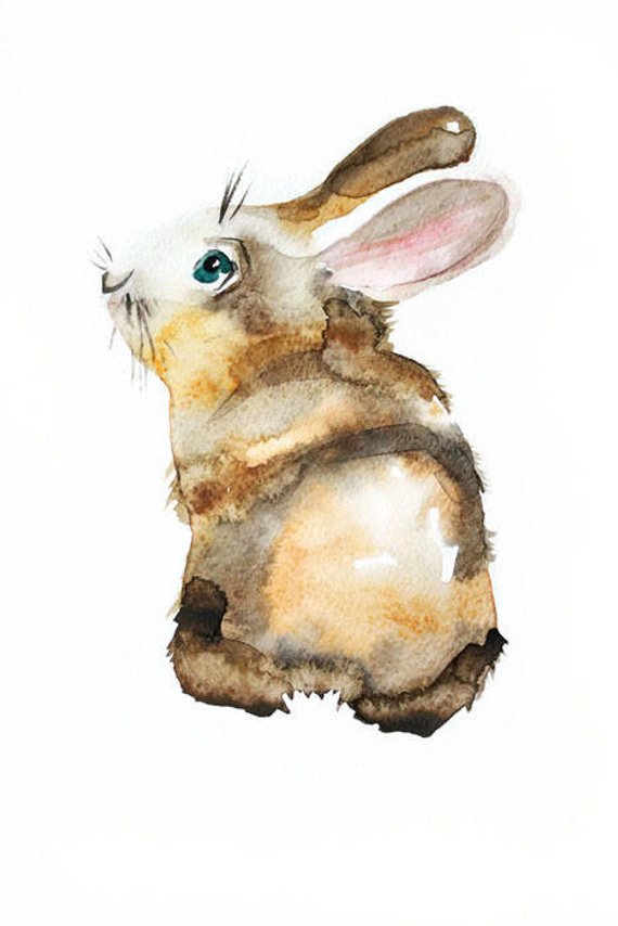 570x854 Original Watercolor Art Easter Hare Art Rabbit Art Easter Etsy - Easter Watercolor Paintings